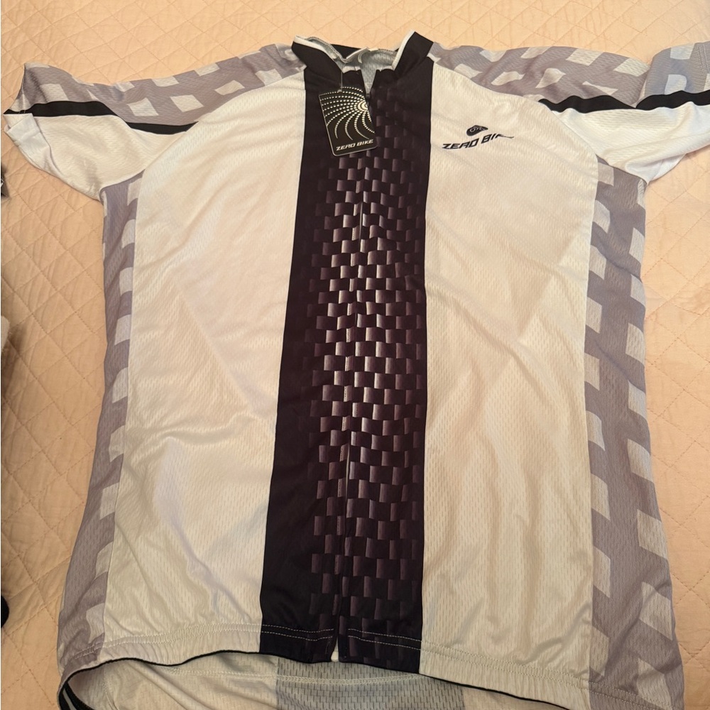 NWT Zero Bike White and Black Cycling Jersey